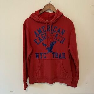 VTG American Eagle Hoodie Mens M Burgundy Y2K  Sweatshirt Logo NYC Trad